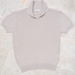 Maglia polo intrecciata Seta e Cotone - Sabbia