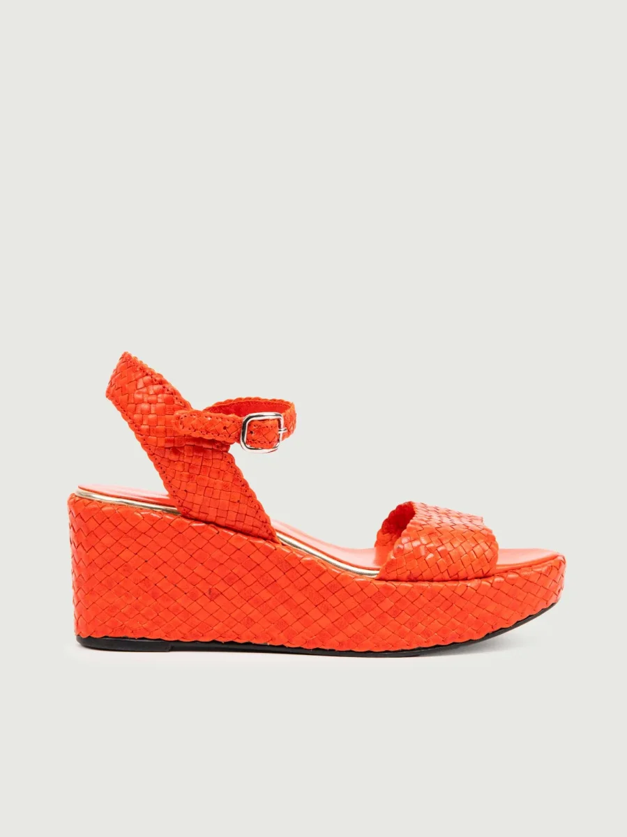 ZEPPA IN PELLE INTRECCIATA ARANCIONE