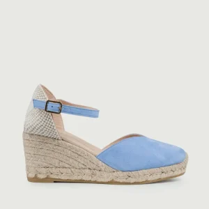 ZEPPA in corda e pelle SCAMOSCIATA AZZURRA