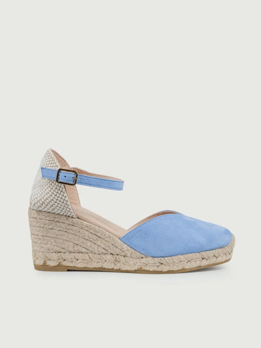 ZEPPA in corda e pelle SCAMOSCIATA AZZURRA