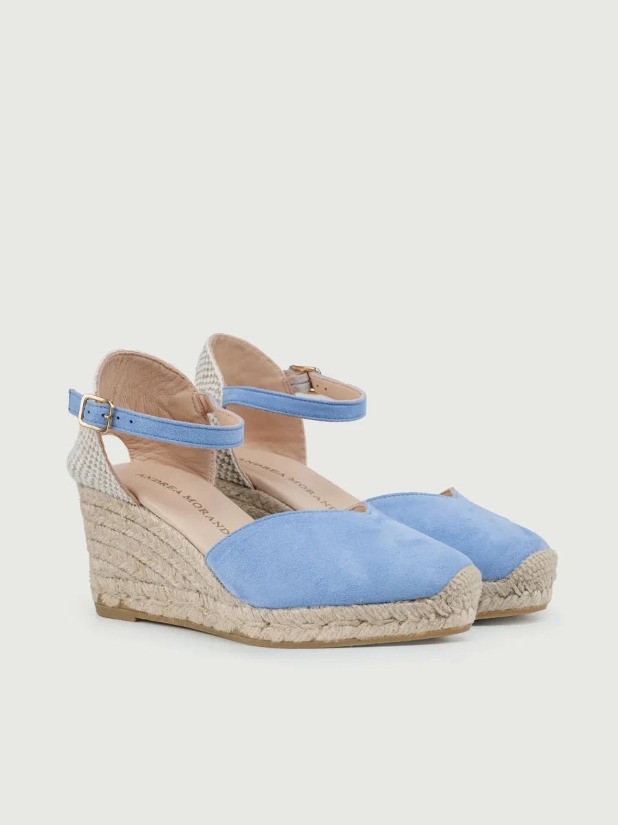 ZEPPA in corda e pelle SCAMOSCIATA AZZURRA - immagine 3