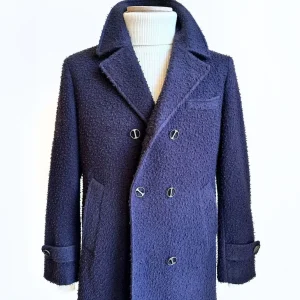 Cappotto doppiopetto Panno Casentino 100% lana Blu Zero