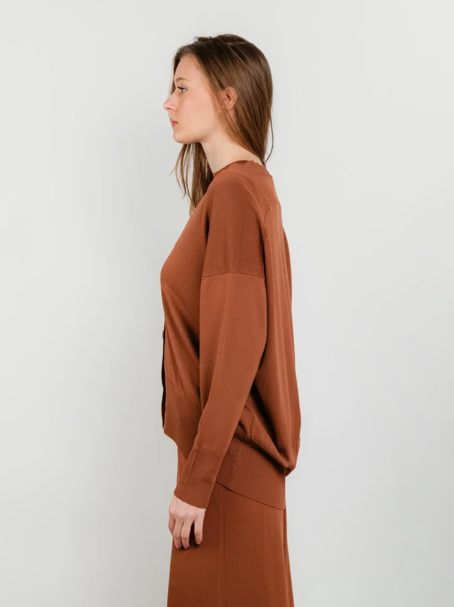 cardigan con bottoni MATTONE - immagine 3