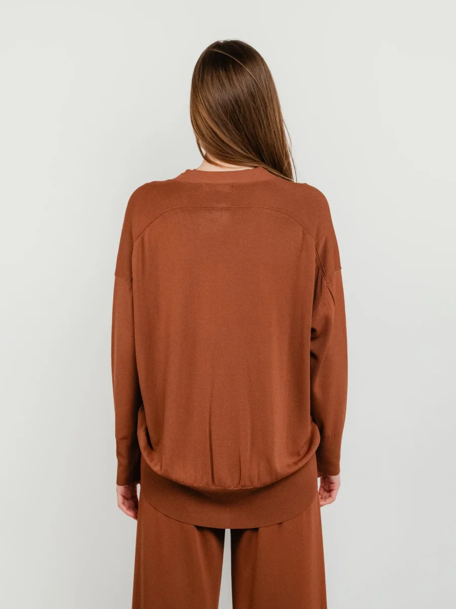 cardigan con bottoni MATTONE - immagine 4