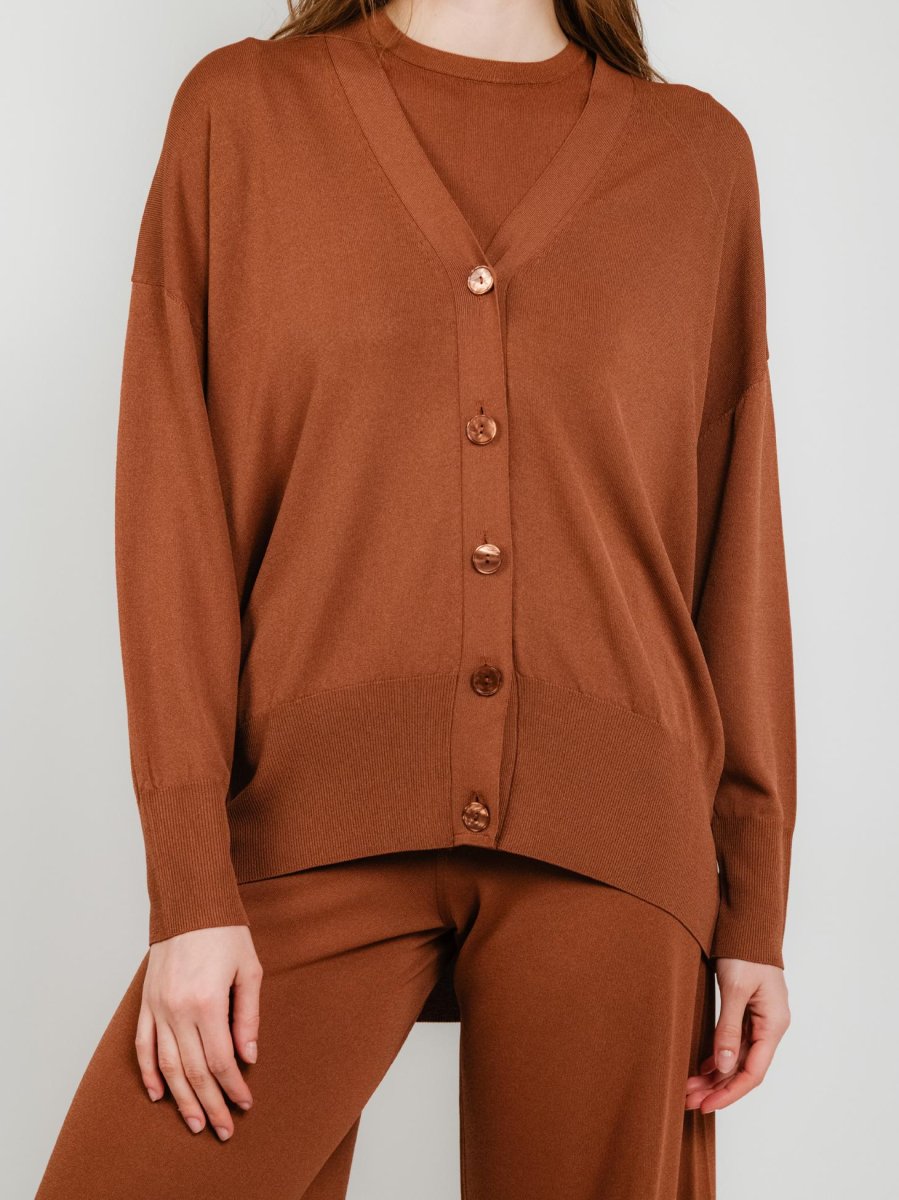 cardigan con bottoni MATTONE - immagine 5