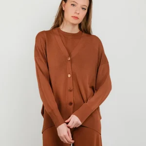 cardigan con bottoni MATTONE