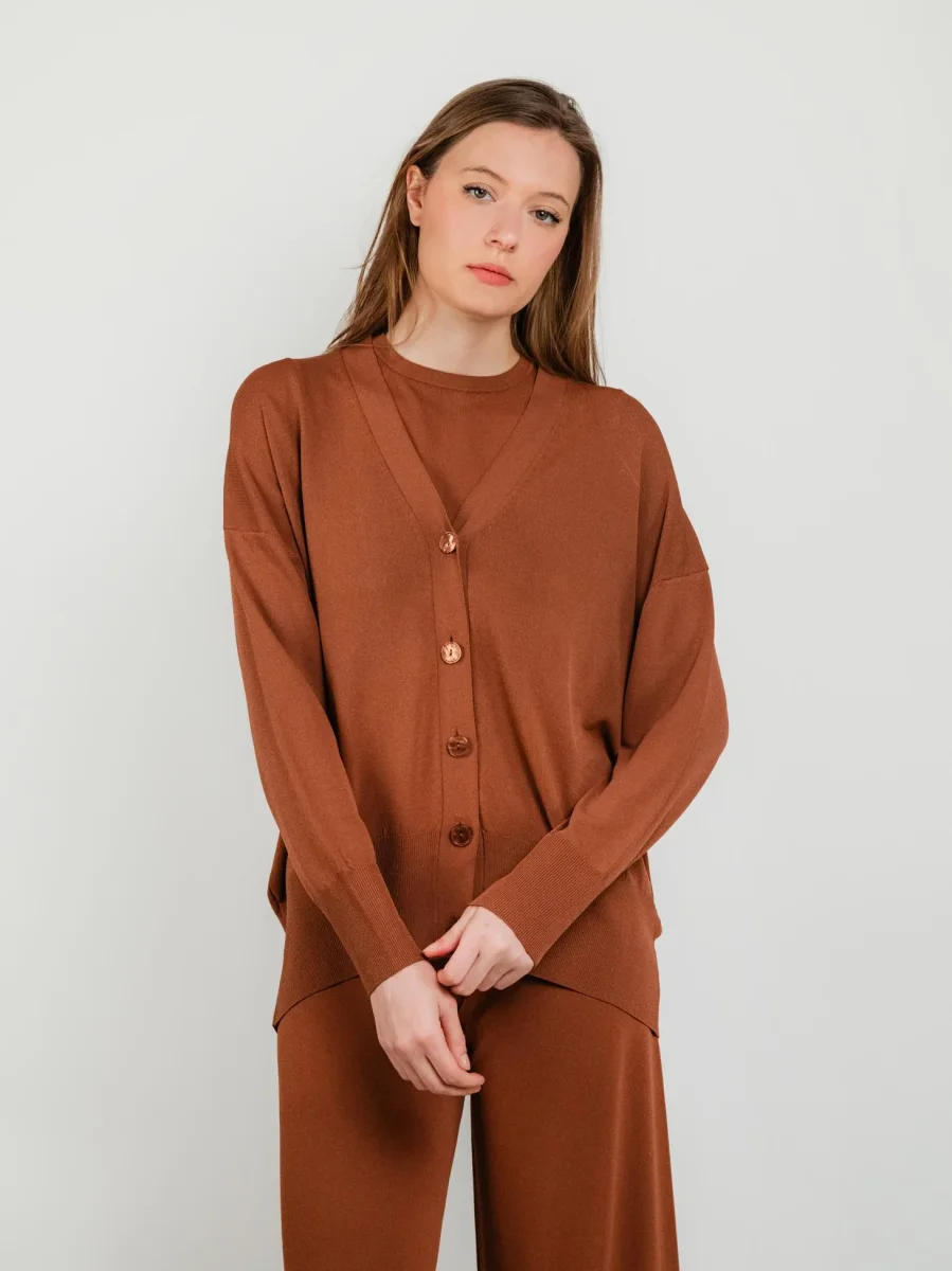 cardigan con bottoni MATTONE