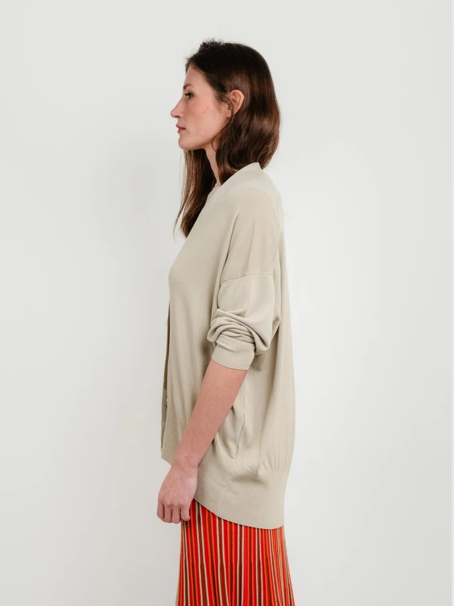 cardigan con bottoni beige - immagine 3