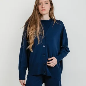 cardigan con bottoni blu