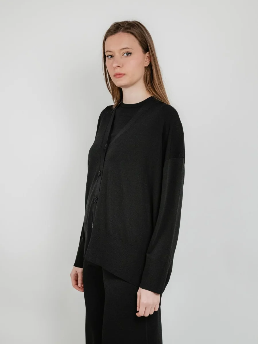 cardigan con bottoni nero - immagine 3