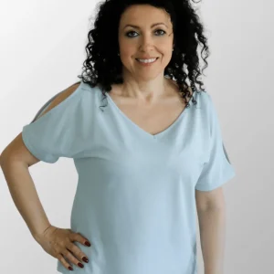 T-shirt piquet con scollo a V Maura in Cotone Seta