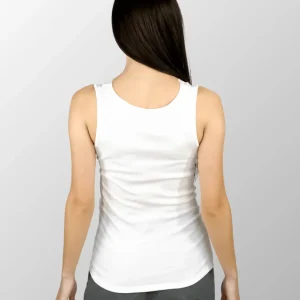 Canotta spalla larga Carmen con macramé in Cotone Seta