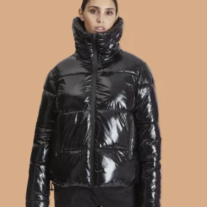 Piumino impermeabile lucido nero