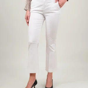 PANTALONE A TROMBETTA BIANCO IN COTONE