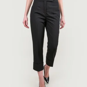 PANTALONE CON MAXI RISVOLTO IN TESSUTO NERO