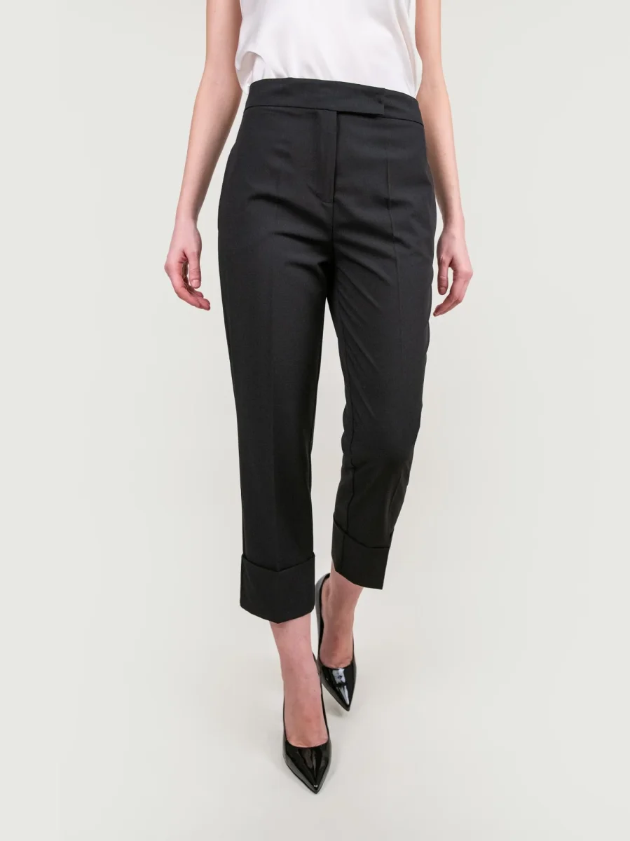 PANTALONE CON MAXI RISVOLTO IN TESSUTO NERO