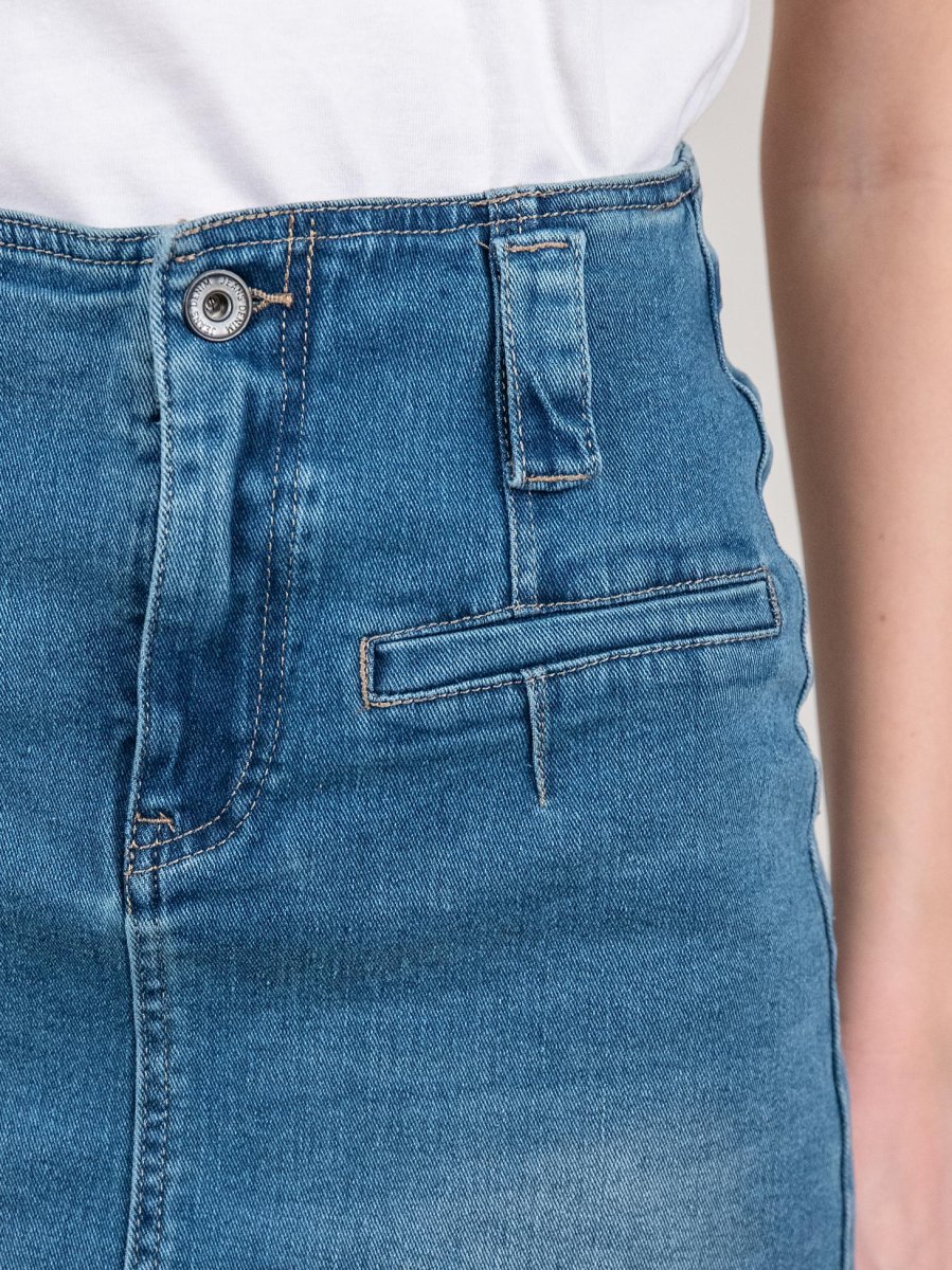 GONNA DI JEANS MIDI CON MAXI SPACCO FRONTALE - immagine 5