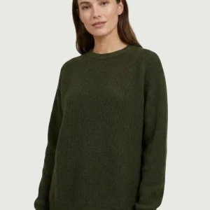 Maglia girocollo in lana e cashmere verde