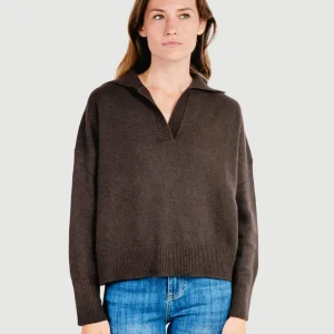 MAGLIONE POLO IN MISTO CACHEMIRE CAFFÈ