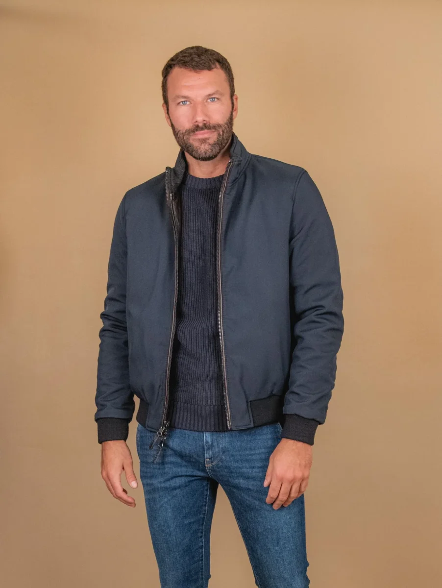 GIUBBOTTO REVERSIBILE IN PELLE MARRONE CON INSERTI IN MAGLIA "DANR" - immagine 4