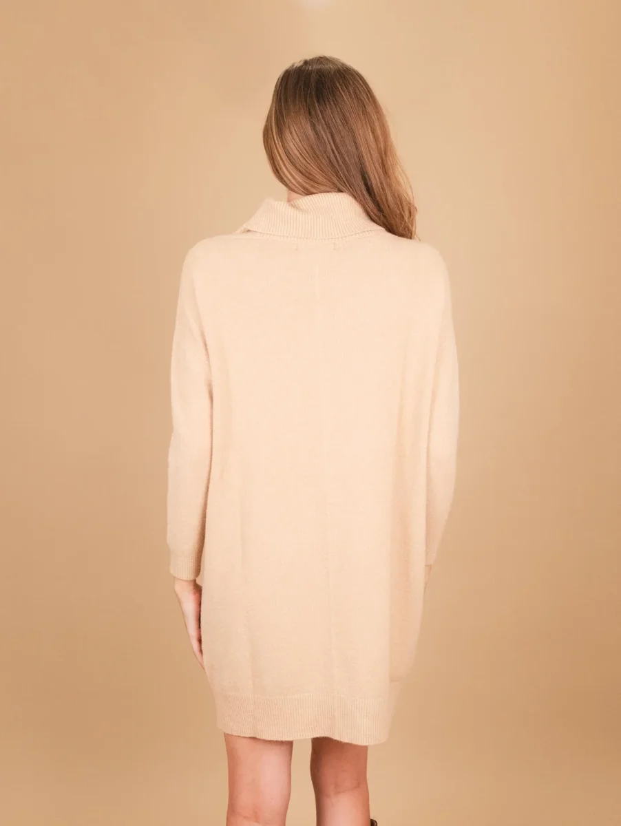 MAGLIA ABITO CON COLLO ALTO BEIGE - immagine 6