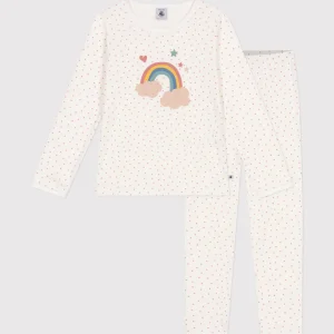 Pigiama in cotone con arcobaleno e cuoricini