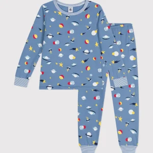 Pigiama in tessuto felpato con stampa spazio