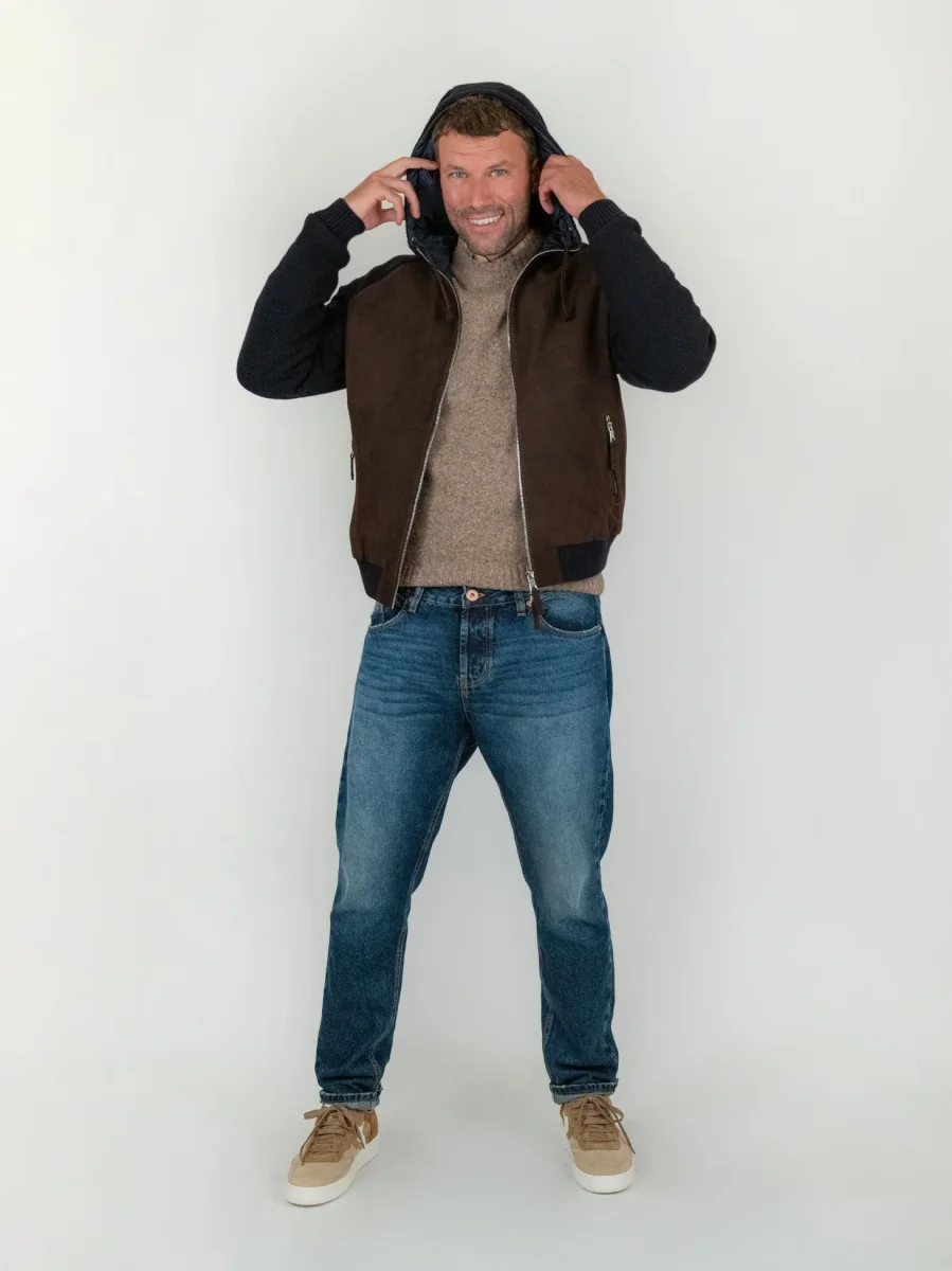 GIACCA DORIS KNIT IN CAMOSCIO MARRONE - immagine 7