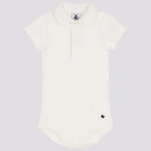 BODY CON COLLETTO POLO BIANCO IN COTONE BEBÈ