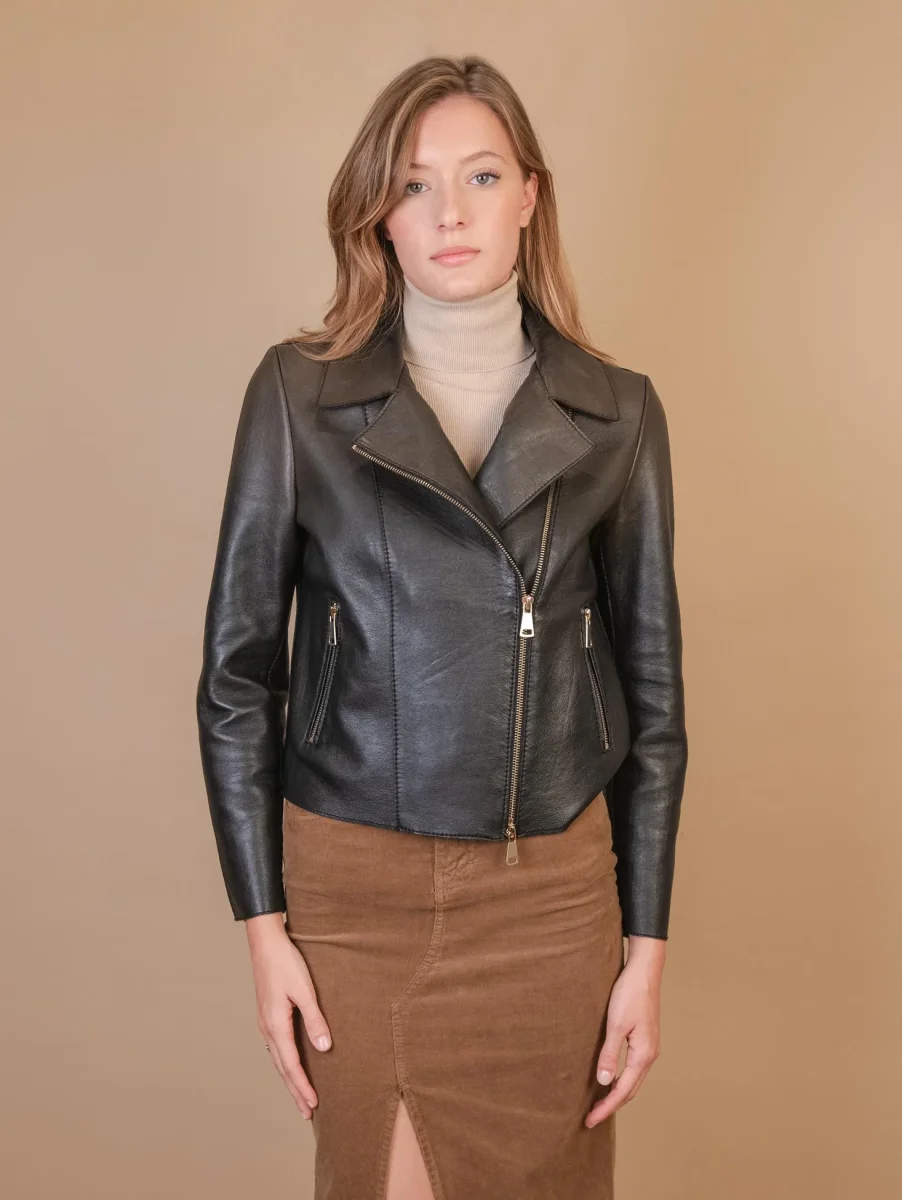 CHIODO IN PELLE SFODERATO MARRONE