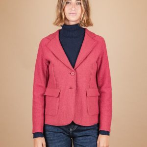 GIACCA SFODERATA IN LANA COTTA PORPORA