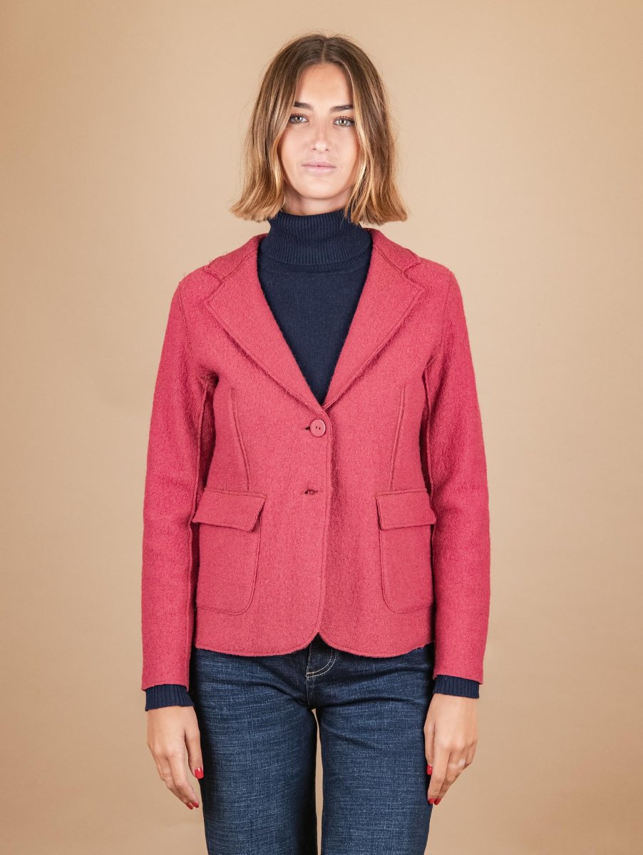 GIACCA SFODERATA IN LANA COTTA PORPORA
