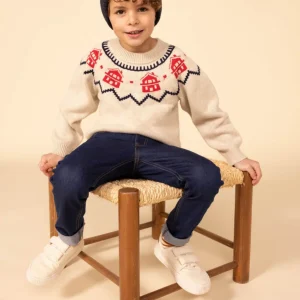 PULLOVER JAQUARD BAMBINO IN LANA E COTONE
