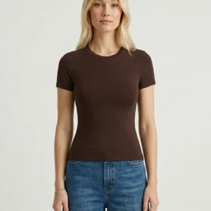 T-shirt girocollo in cotone moro