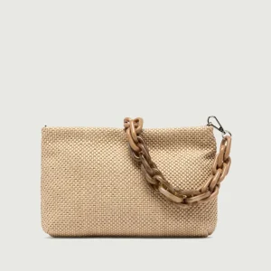Pochette Brenda in paglia intrecciata naturale