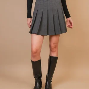 GONNA A BALZE IN TESSUTO GRIGIO ANTRACITE