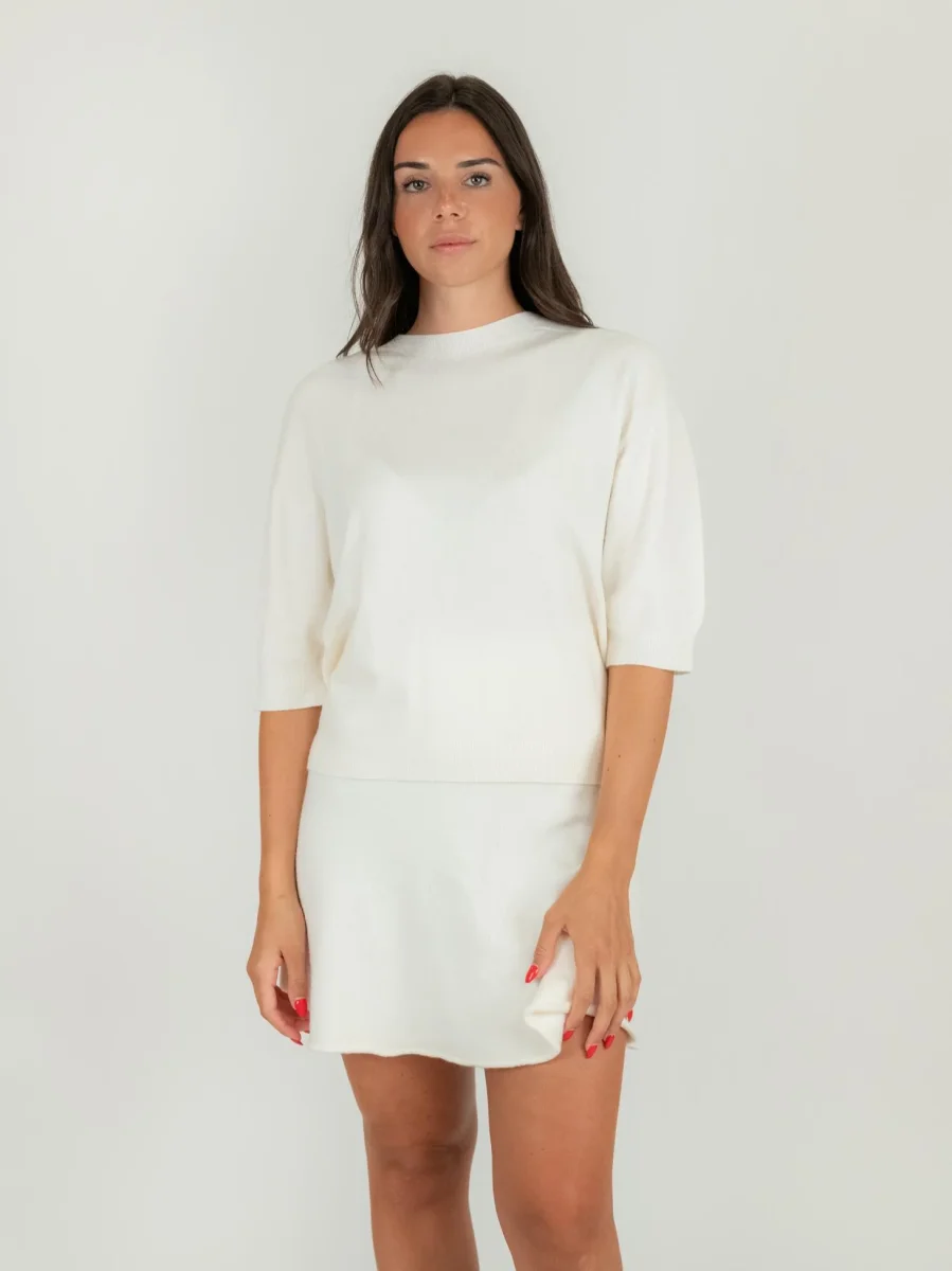 MAGLIA CON MANICHE A 3/4 PANNA