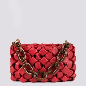 Borsa Curly In Pelle Intrecciata Bordeaux