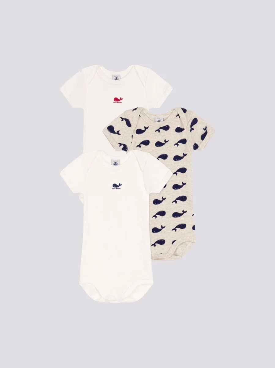 CONFEZIONE DA 3 BODY IN COTONE CON BALENE