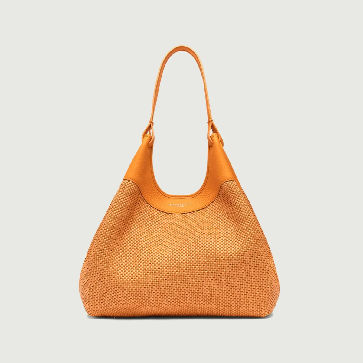 Borsa a spalla DUA in pelle intrecciata flame orange - immagine 9