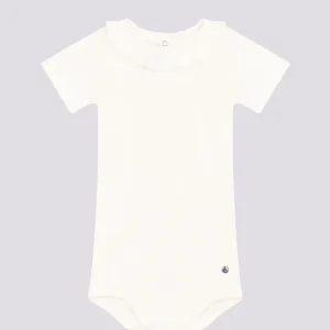 BODY BIANCO IN COTONE A MANICA CORTA CON COLLETTO