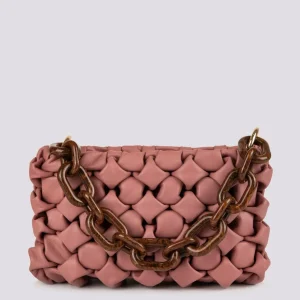 Borsa Curly In Pelle Intrecciata Rosa Antico
