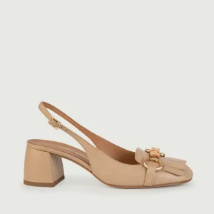 Décolleté SLING BACK BEIGE CON TACCO QUADRATO