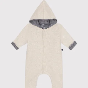 Tutina beige lunga imbottita con cappuccio in cotone neonato