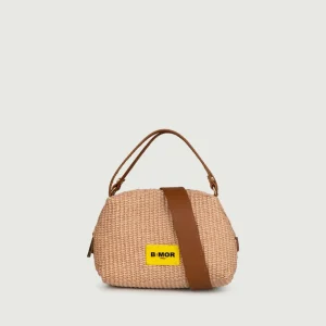 BORSA IN RAFIA CON INSERTI IN PELLE "CUTIE"