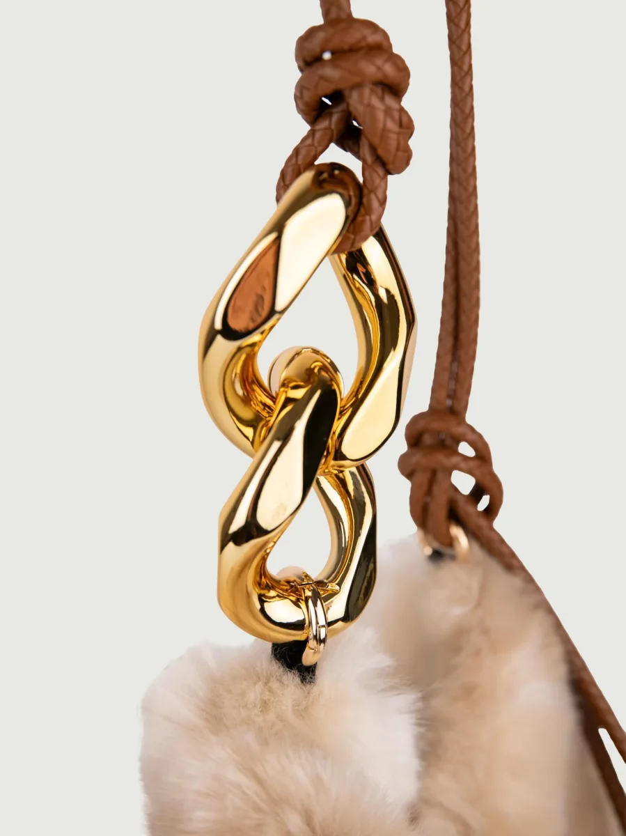 BORSA A SPALLA IN ECOPELLICCIA AVORIO - immagine 4