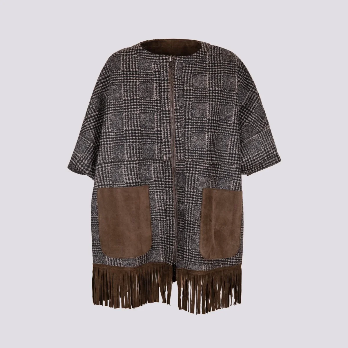 GIUBBOTTO STRUTTURATO IN CAMOSCIO CON PIUMINO IN ECO-PIUMA FANGO - immagine 7