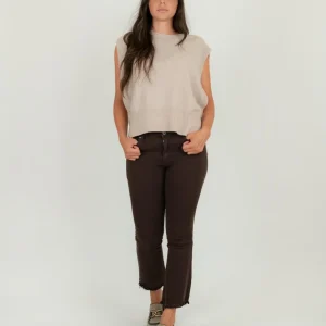 PANTALONE 5 TASCHE SFRANGIATO MARRONE