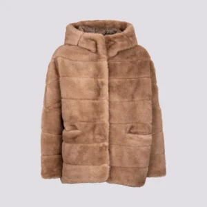 GIACCA MANTELLA IN ECO-VISONE BEIGE