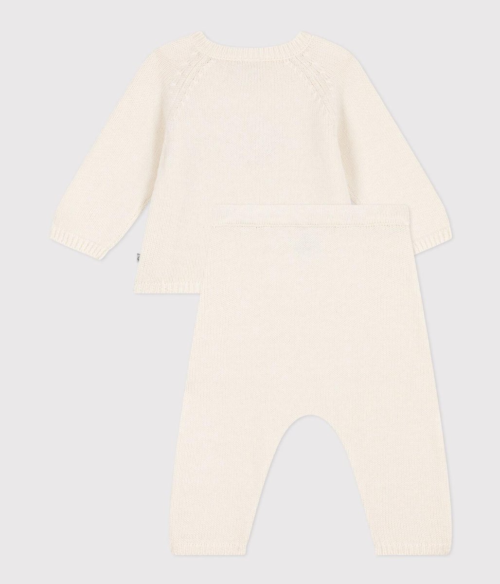 COMPLETO IN TRICOT LANA E COTONE CON MOTIVO A CUORE BEBÈ - immagine 4